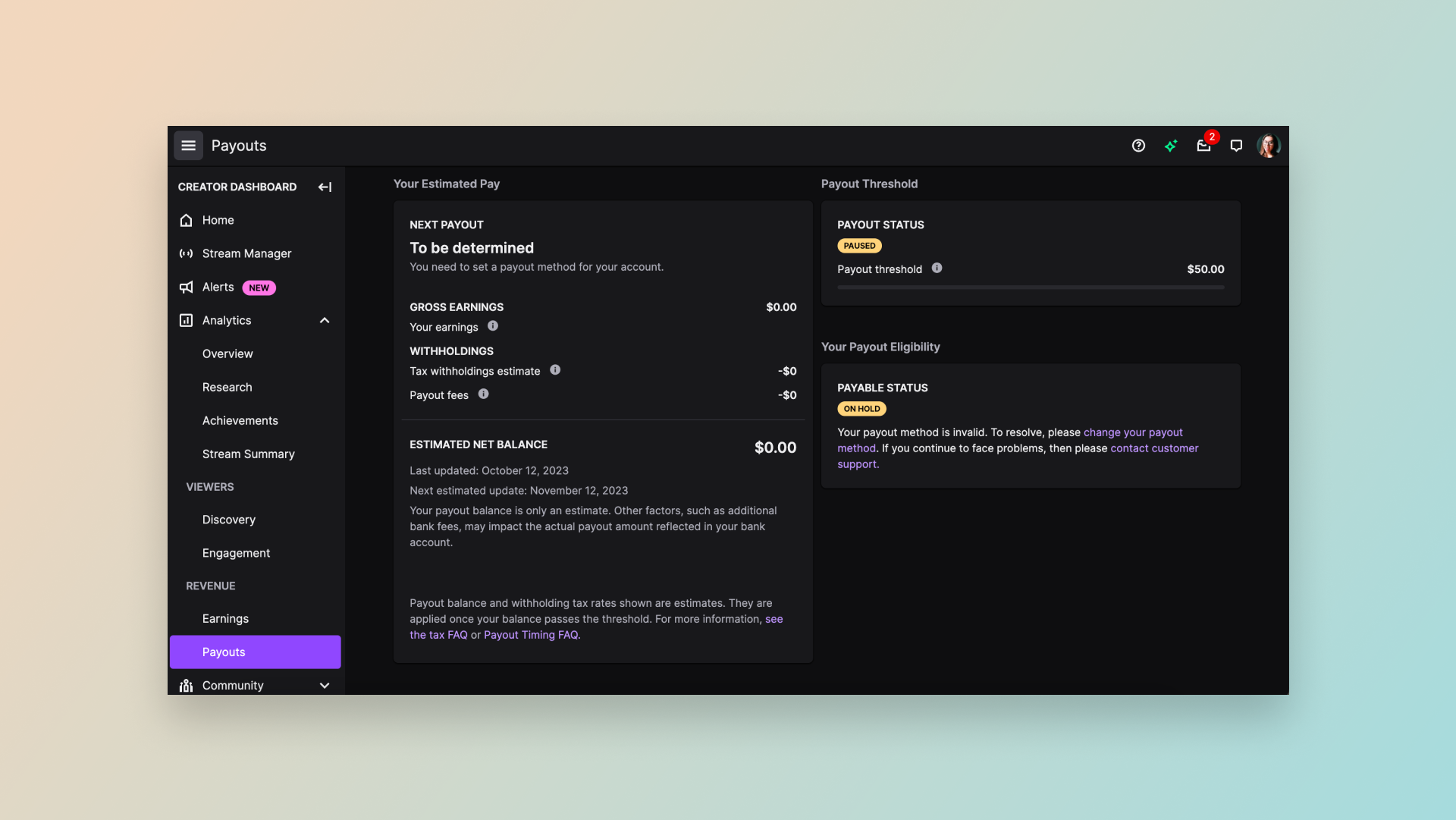 Pay creators faster — Dashboard
