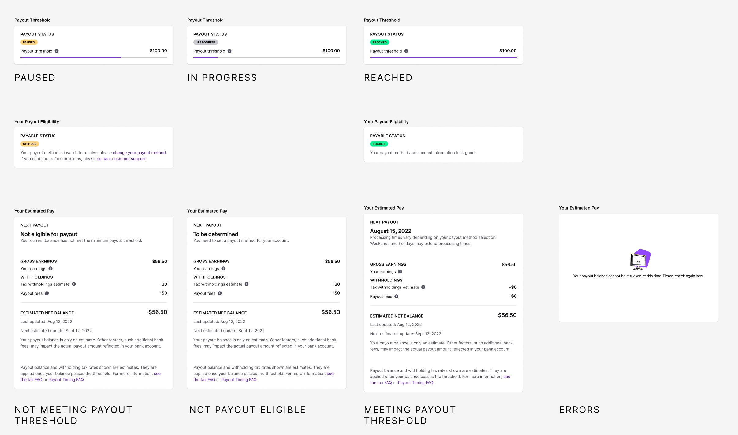 Payout transparency — Drill-in